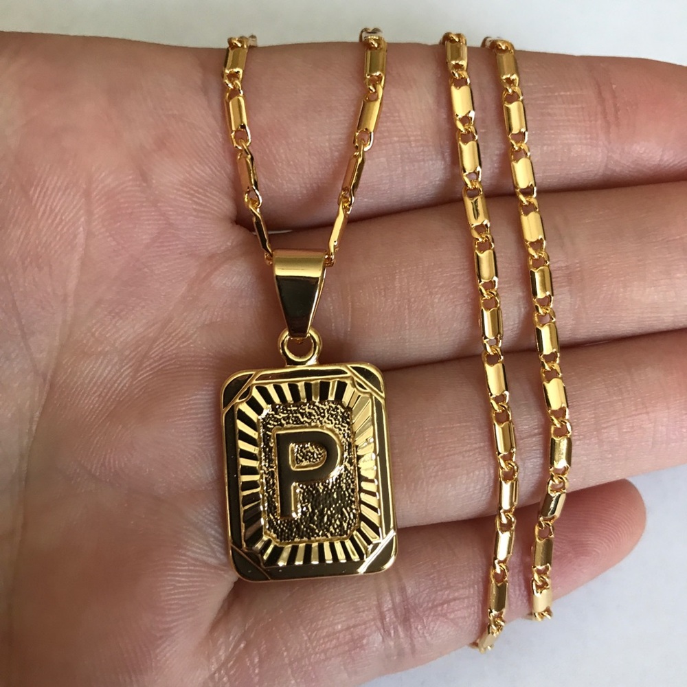New real 18k gold plated “ P “ necklace